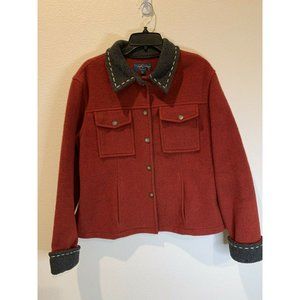 TASHA POLIZZI for Cabellas Women's Fleece Jacket Sz LARGE Red w/contrast Gray